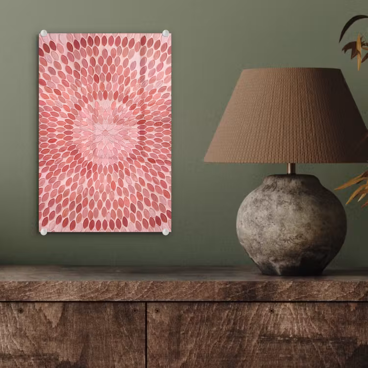 Glas schilderij - Patroon - Mozaïek - Ovaal - Abstract - Roze — 4
