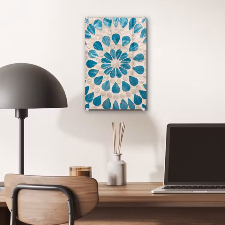 Glas schilderij - Patroon - Mozaïek - Schelpen - Abstract - Turquoise — 7