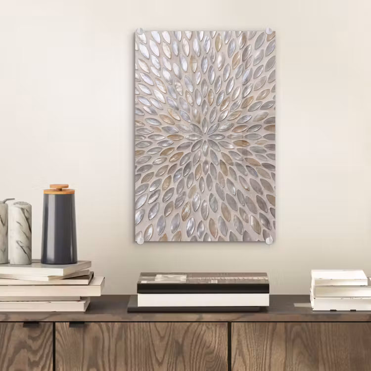 Glas schilderij - Patroon - Ovaal - Glanzend - Abstract - Beige — 2