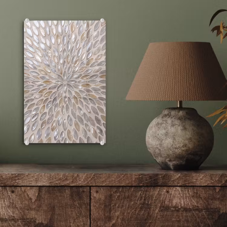 Glas schilderij - Patroon - Ovaal - Glanzend - Abstract - Beige — 4