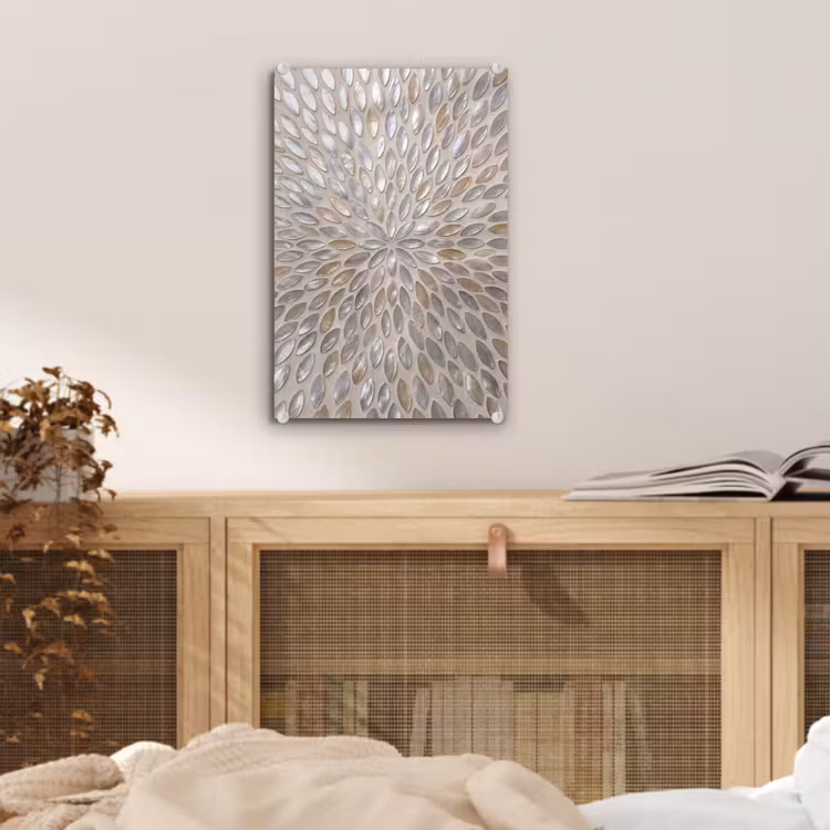 Glas schilderij - Patroon - Ovaal - Glanzend - Abstract - Beige — 5