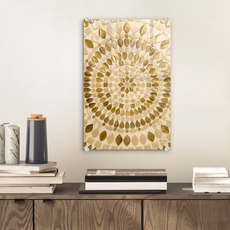 Glas schilderij - Patroon - Vormen - Mozaïek - Abstract - Goud — 2