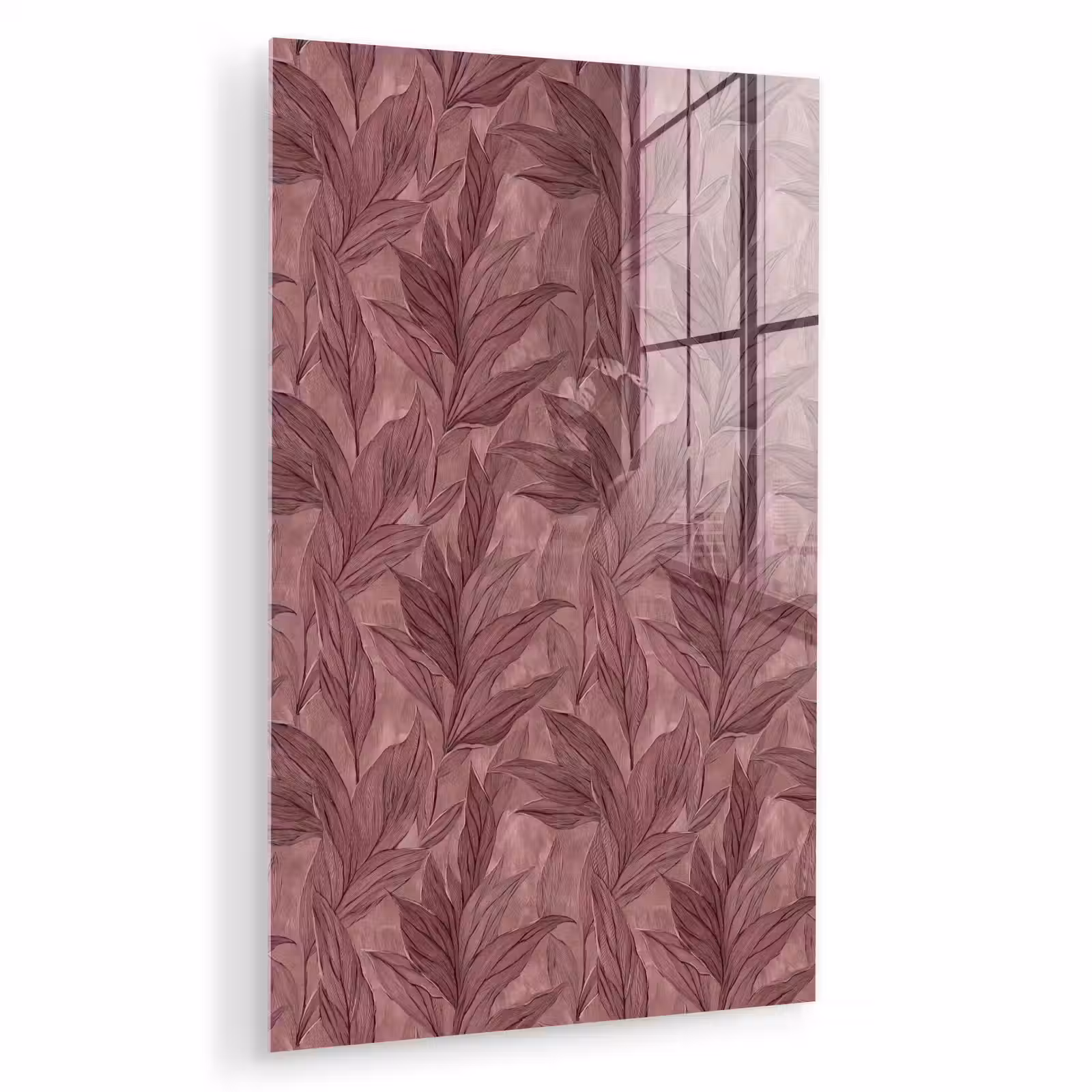 Glas schilderij - Bladeren - Patroon - Paars — 1