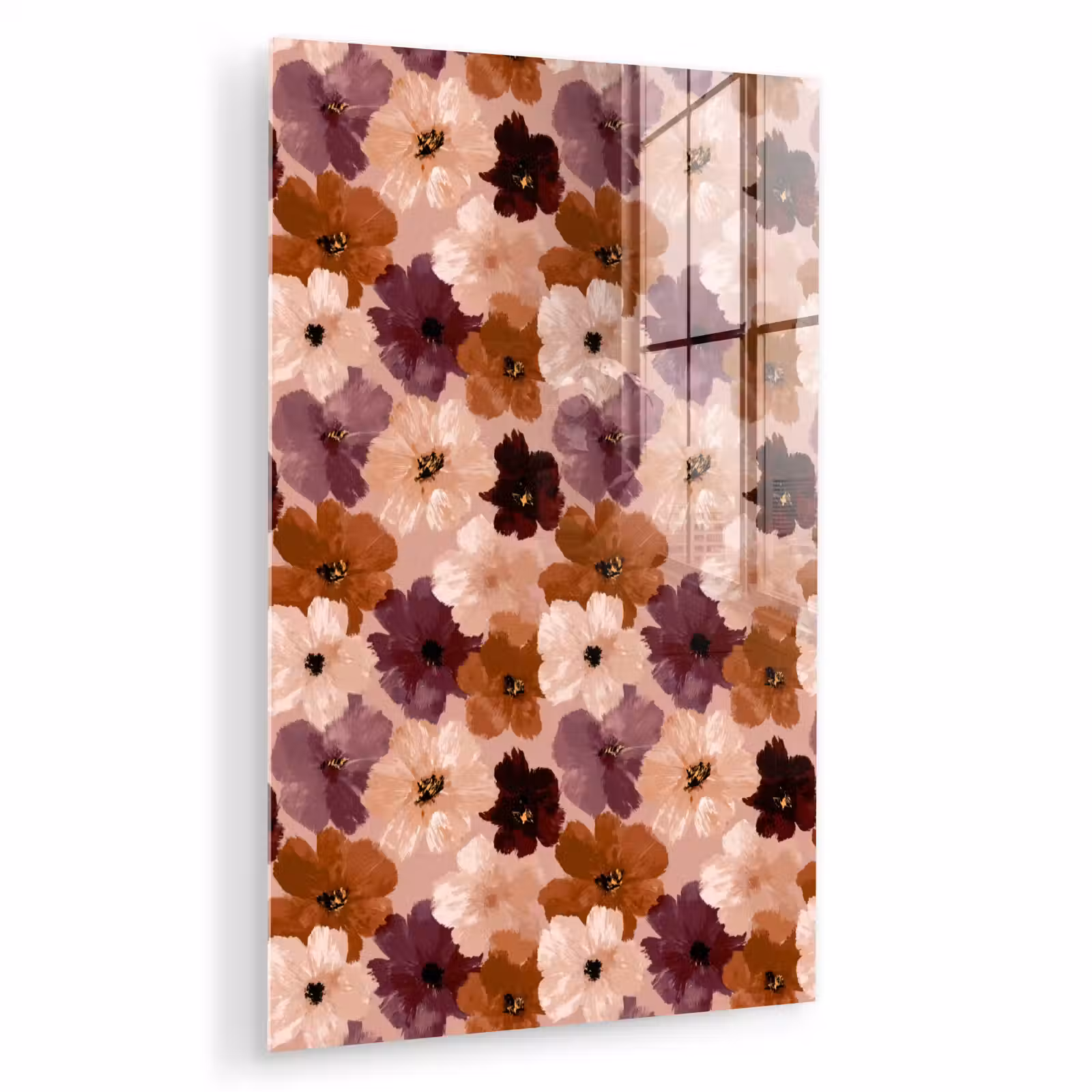Glas schilderij - Bloemen - Abstract - Aardetinten — 1