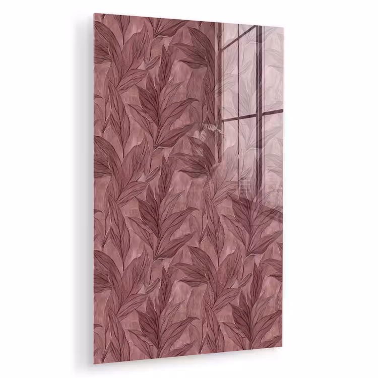 Glas schilderij - Bladeren - Patroon - Paars — 1