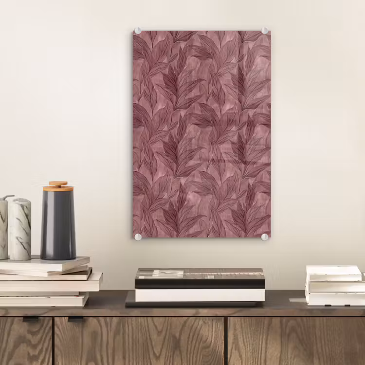 Glas schilderij - Bladeren - Patroon - Paars — 2