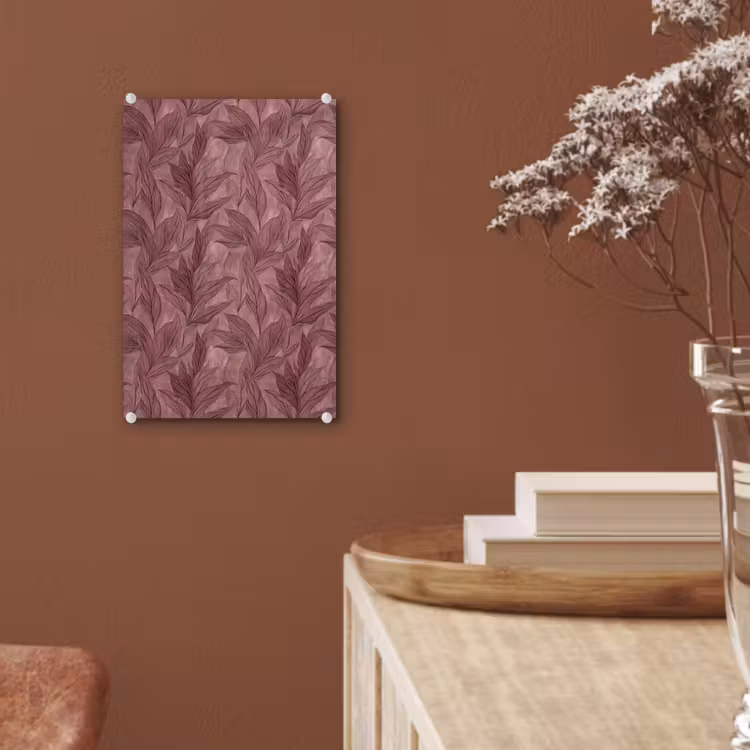Glas schilderij - Bladeren - Patroon - Paars — 6