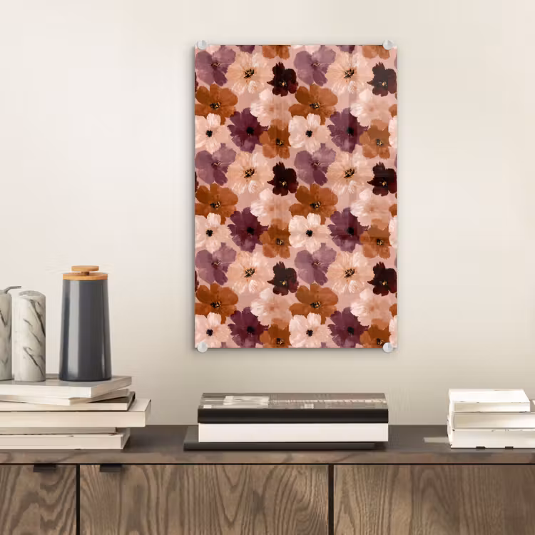 Glas schilderij - Bloemen - Abstract - Aardetinten — 2