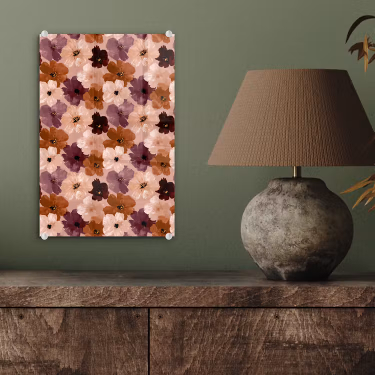 Glas schilderij - Bloemen - Abstract - Aardetinten — 4