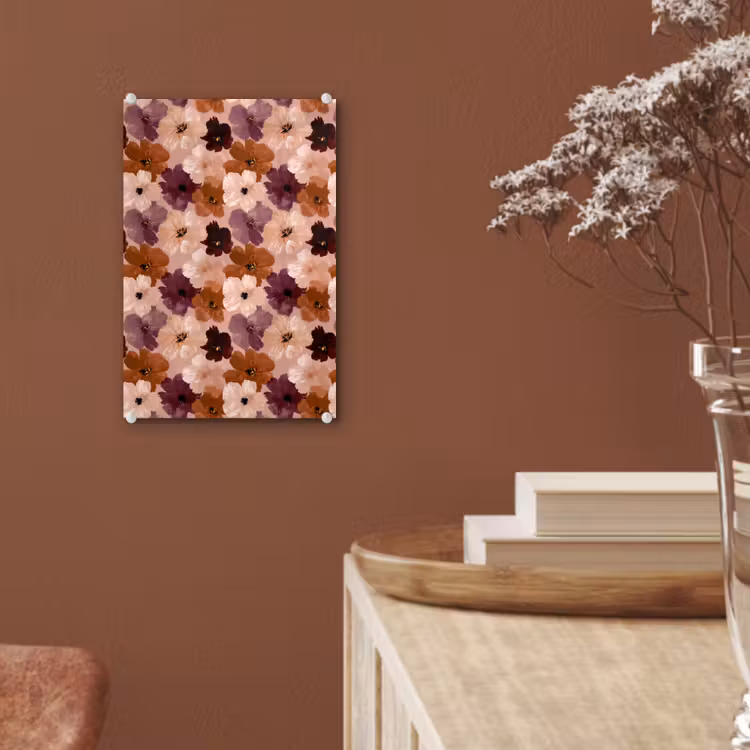 Glas schilderij - Bloemen - Abstract - Aardetinten — 6