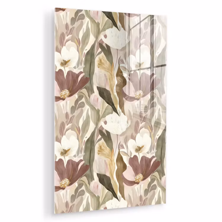Glas schilderij - Bloemen - Aquarel - Kleurrijk — 1