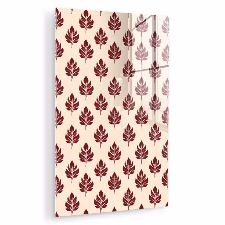 Glas schilderij - Botanisch - Patroon - Bordeaux — 1