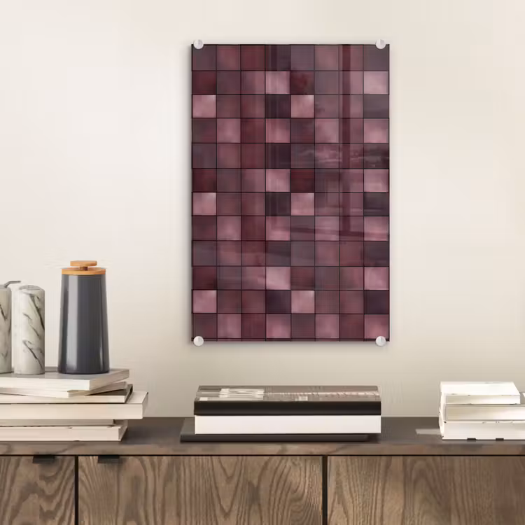 Glas schilderij - Vierkant - Tegel - Patroon - Paars — 2