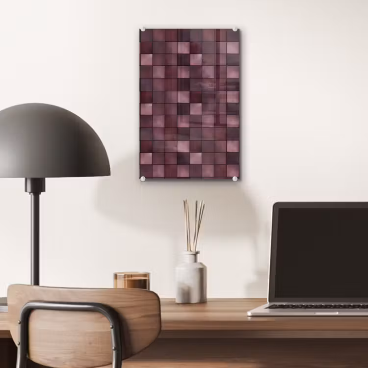 Glas schilderij - Vierkant - Tegel - Patroon - Paars — 7