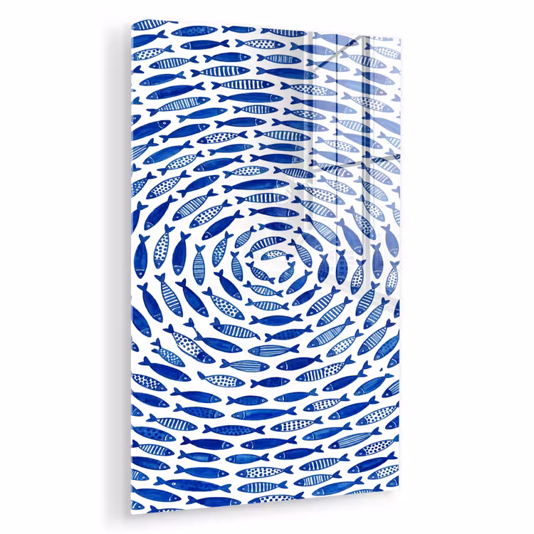 Glas schilderij - Vis - Patroon - Onderwater - Abstract - Blauw — 1