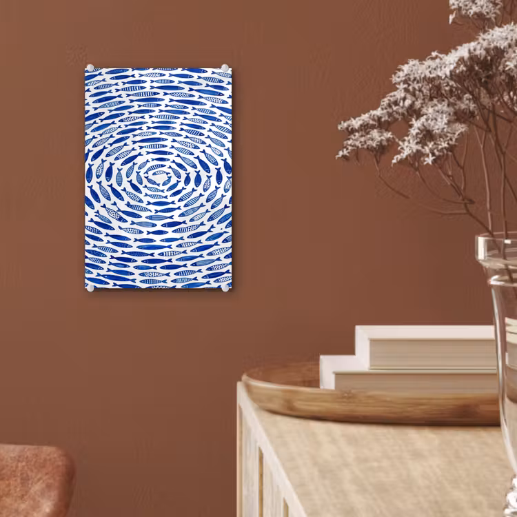 Glas schilderij - Vis - Patroon - Onderwater - Abstract - Blauw — 6