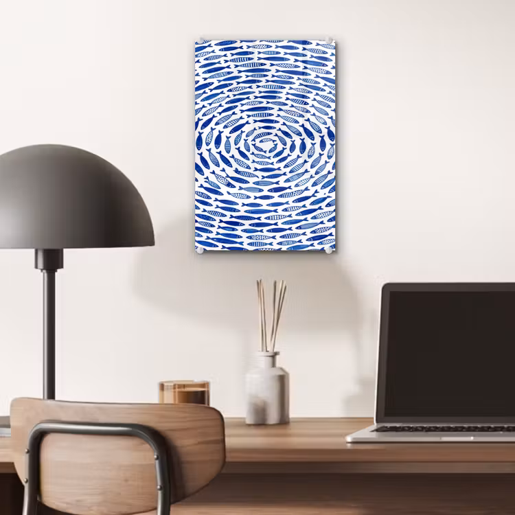 Glas schilderij - Vis - Patroon - Onderwater - Abstract - Blauw — 7