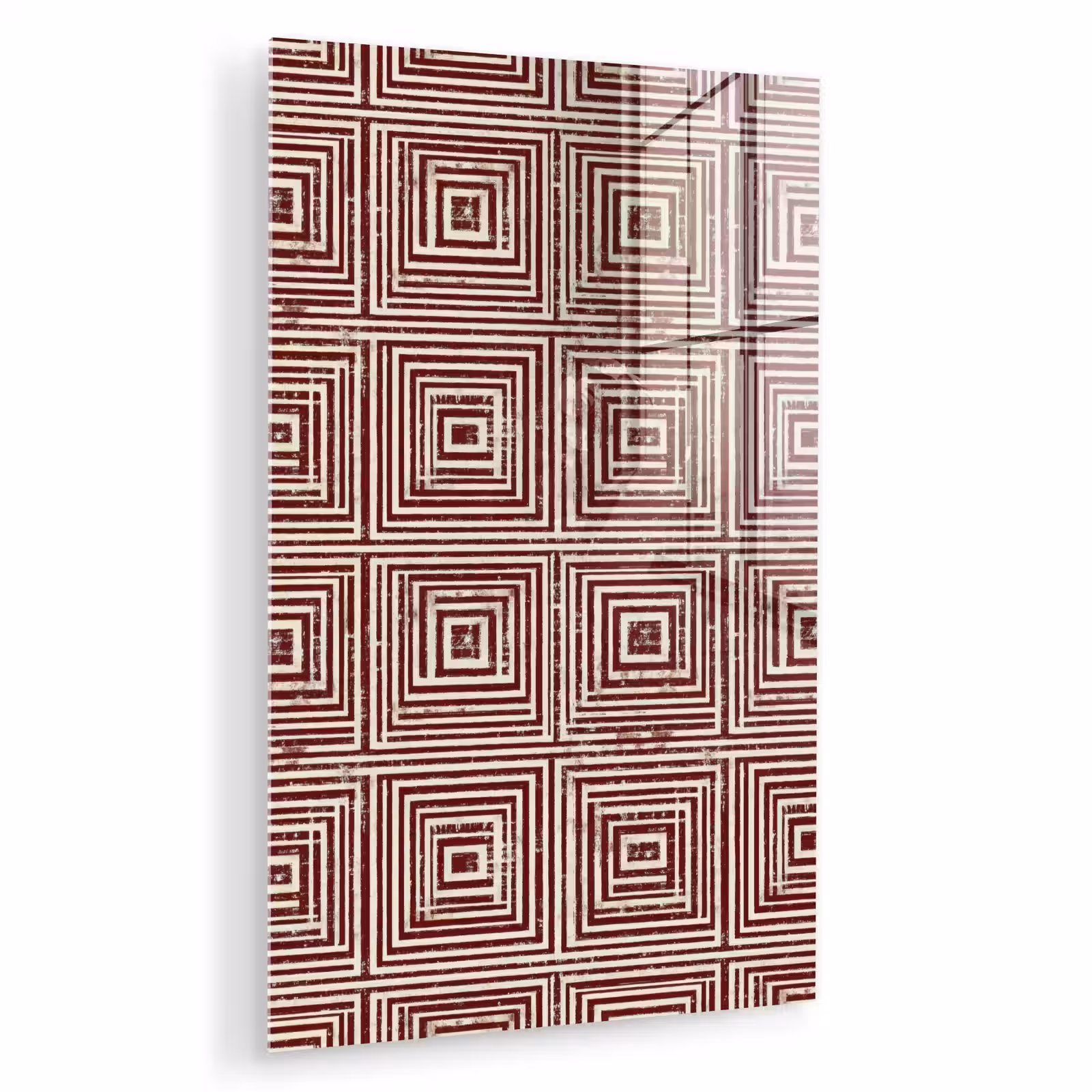 Glas schilderij - Geometrisch - Patroon - Rood — 1