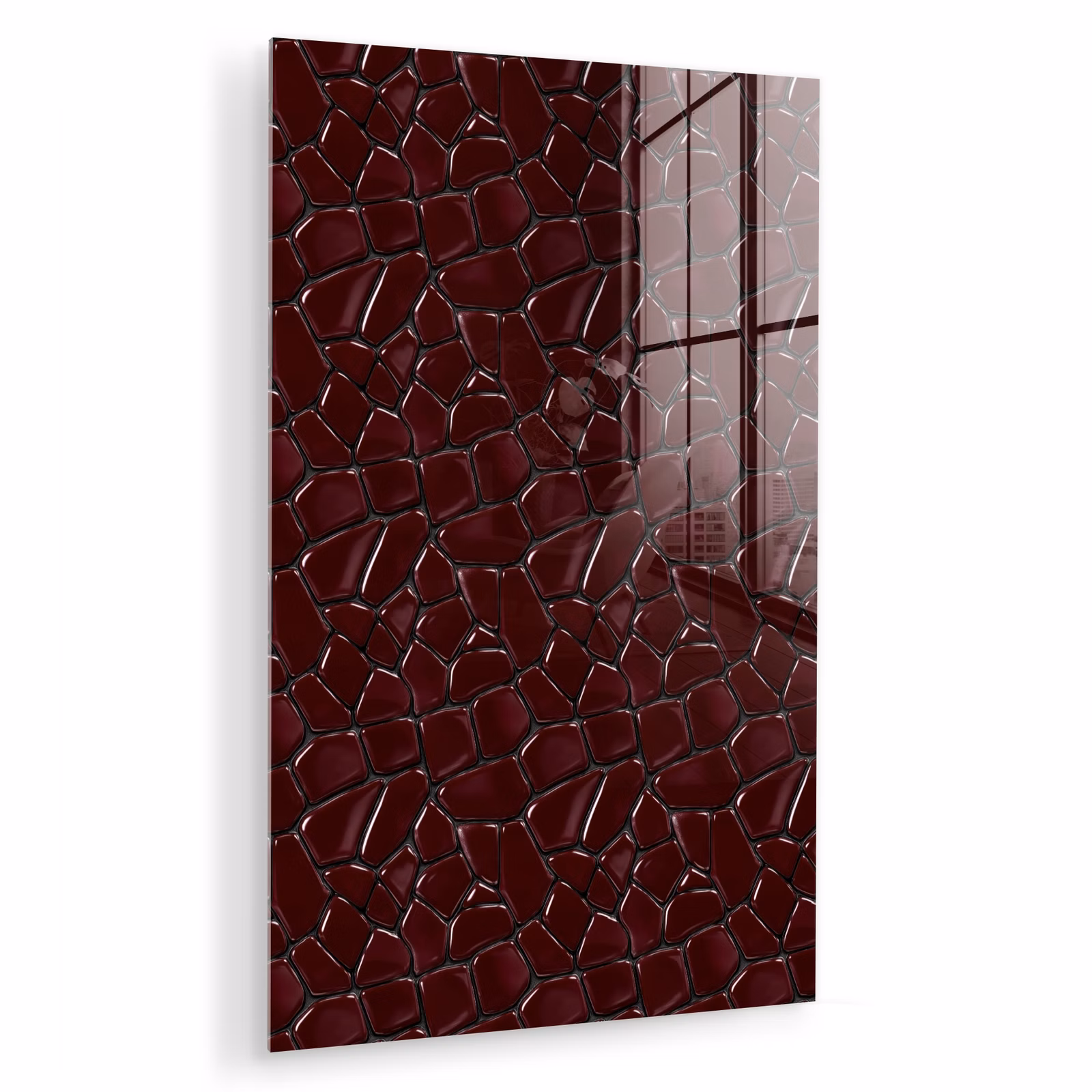 Glas schilderij - Mozaïek - Tegel - Bordeauxrood — 1