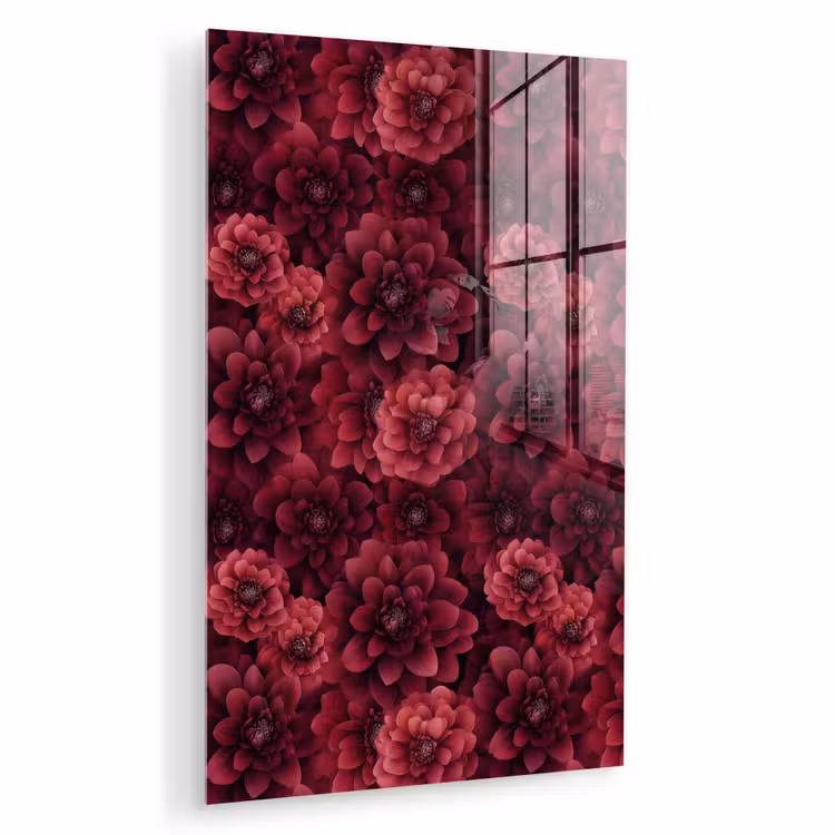 Glas schilderij - Dahlias - Bloemen - Rood — 1