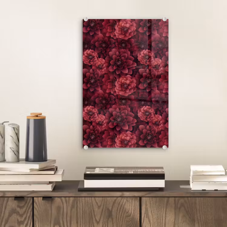 Glas schilderij - Dahlias - Bloemen - Rood — 2