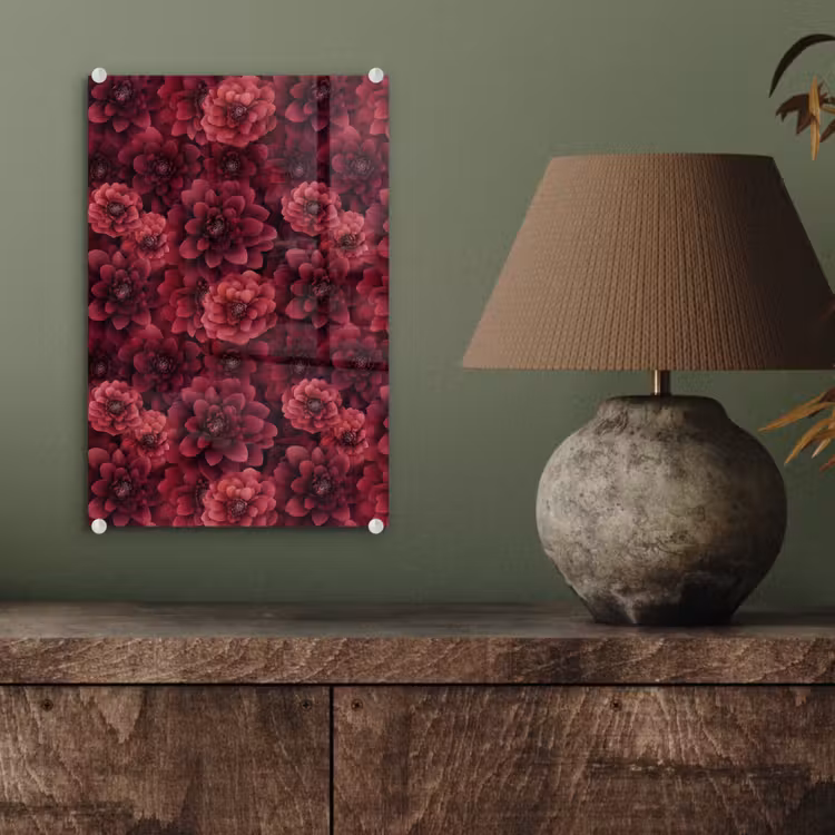 Glas schilderij - Dahlias - Bloemen - Rood — 4