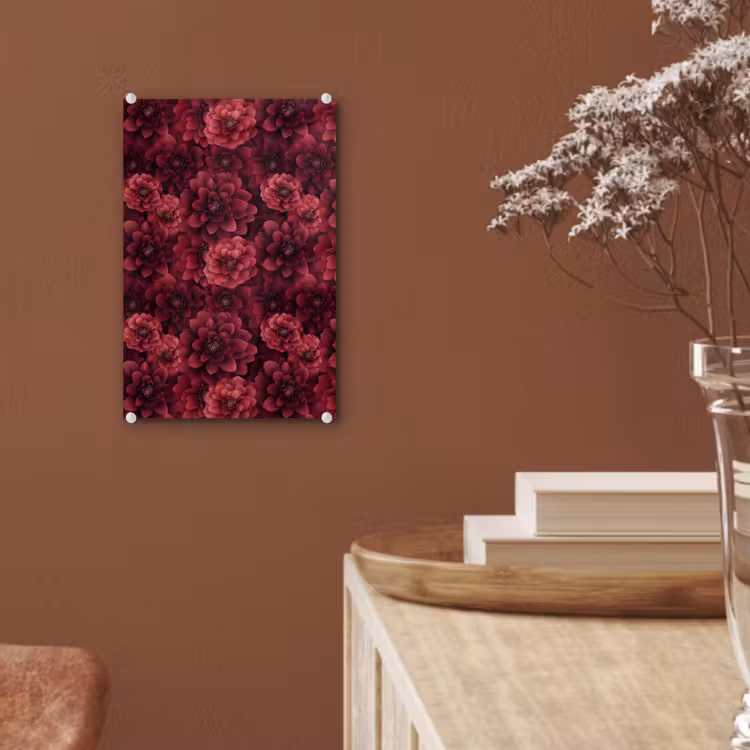 Glas schilderij - Dahlias - Bloemen - Rood — 6