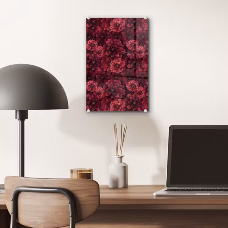 Glas schilderij - Dahlias - Bloemen - Rood — 7
