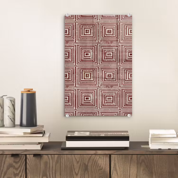 Glas schilderij - Geometrisch - Patroon - Rood — 2
