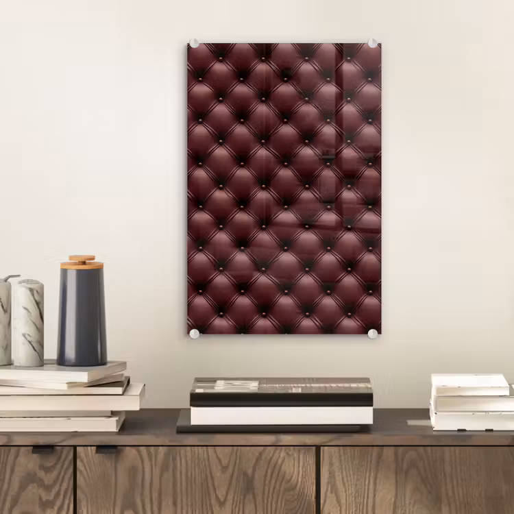Glas schilderij - Leer - Patroon - Bordeaux — 2