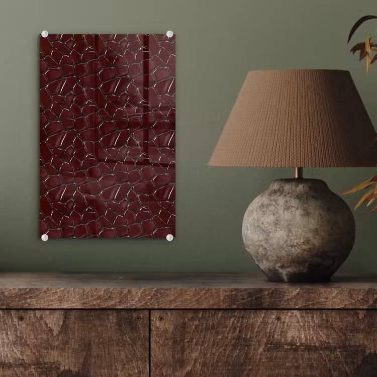 Glas schilderij - Mozaïek - Tegel - Bordeauxrood — 4