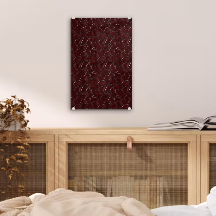 Glas schilderij - Mozaïek - Tegel - Bordeauxrood — 5