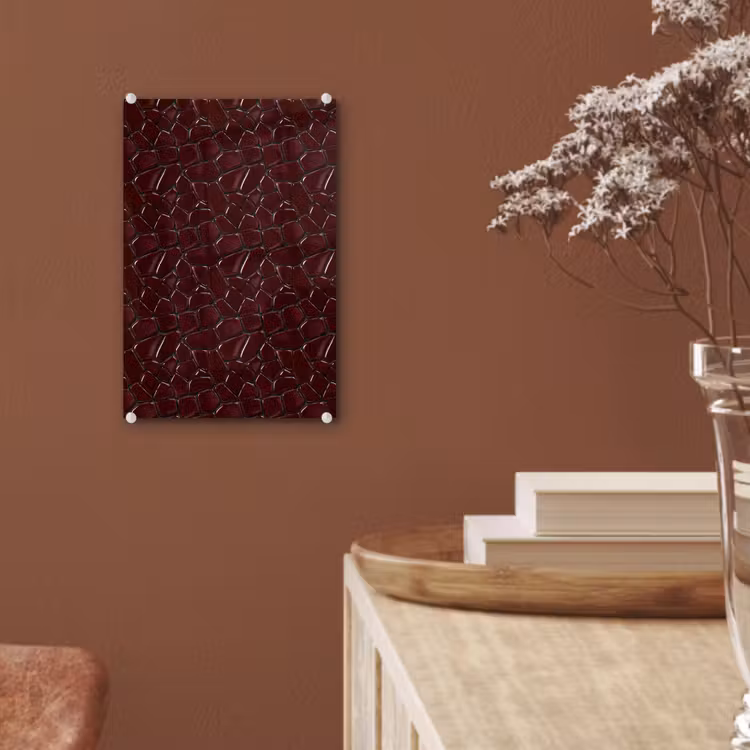 Glas schilderij - Mozaïek - Tegel - Bordeauxrood — 6