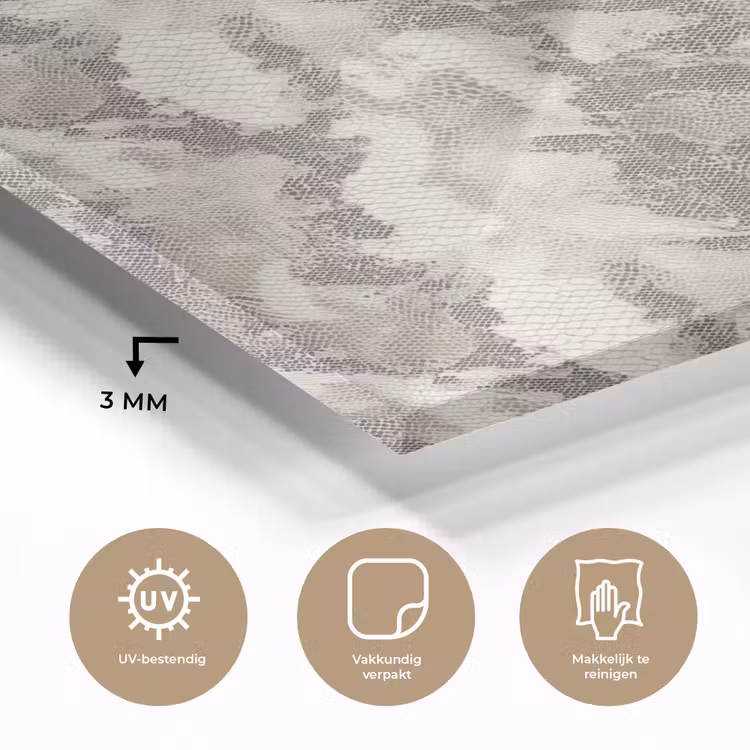 Glas schilderij - Slang - Patroon - Taupe — 3