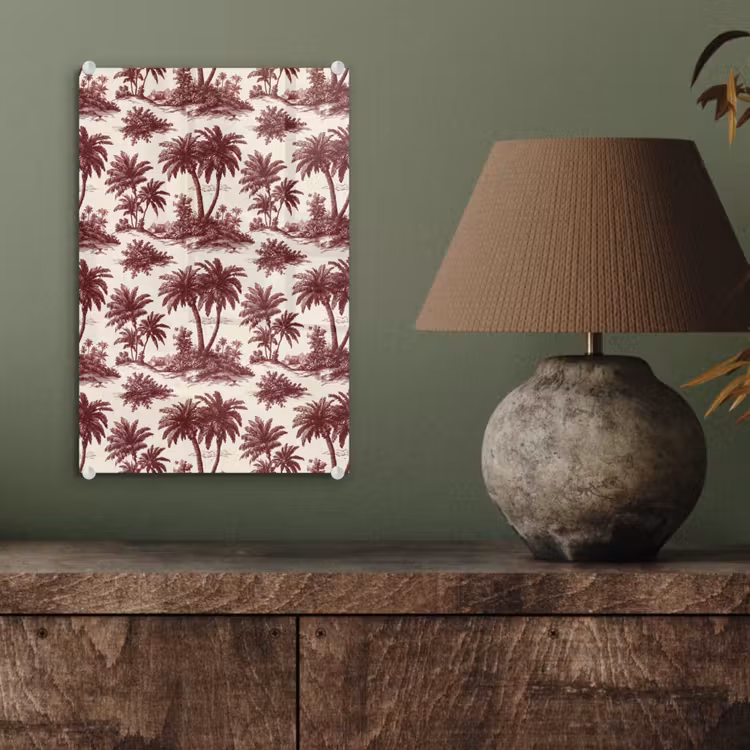 Glas schilderij - Tropisch - Geometrisch - Bordeauxrood — 4