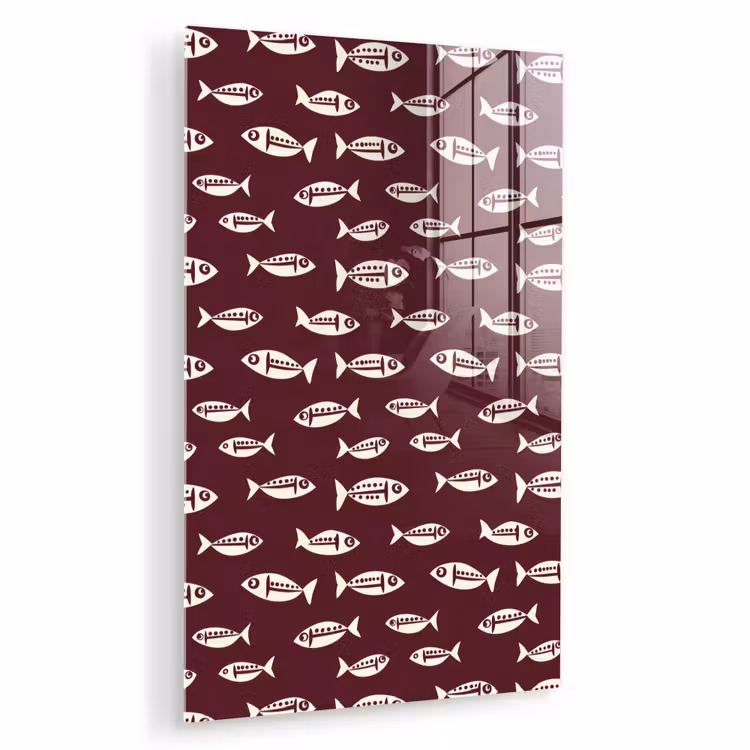 Glas schilderij - Vissen - Grafisch - Patroon - Donker — 1