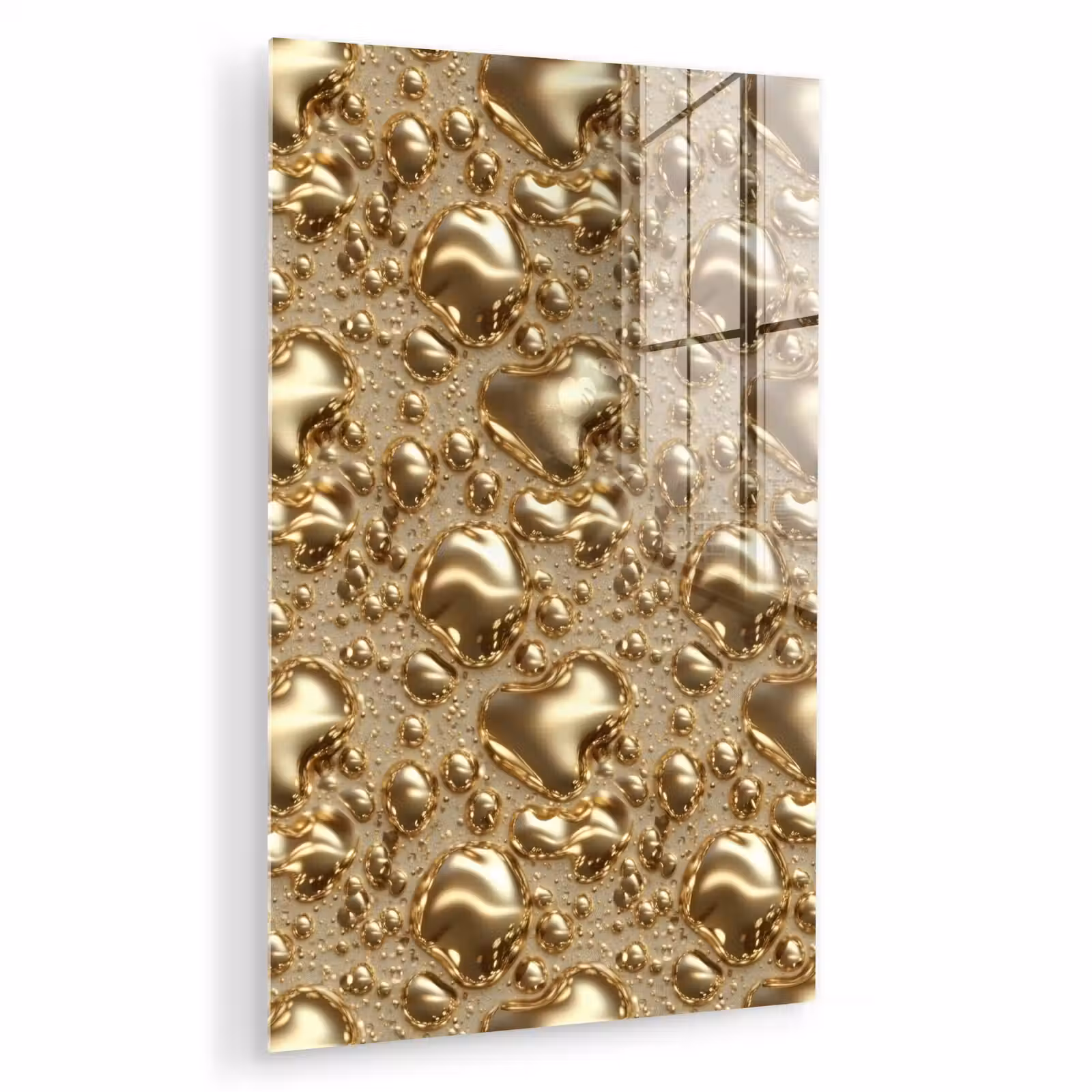 Glas schilderij - Druppels - Organisch - Goud — 1
