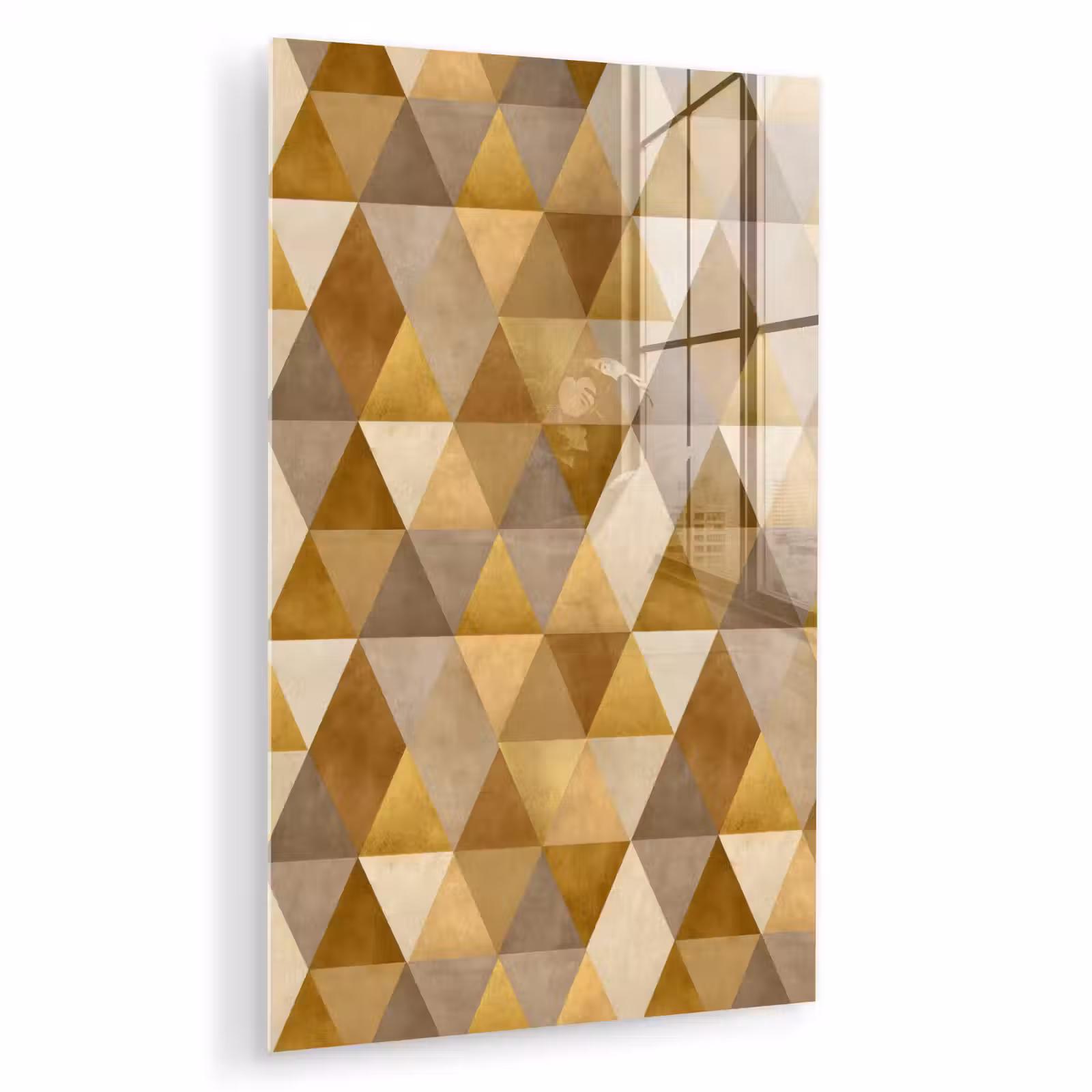 Glas schilderij - Geometrisch - Driehoek - Goud — 1
