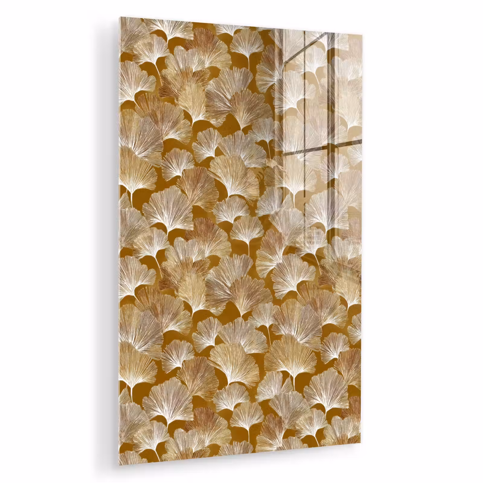 Glas schilderij - Ginkgo - Bladeren - Goud — 1