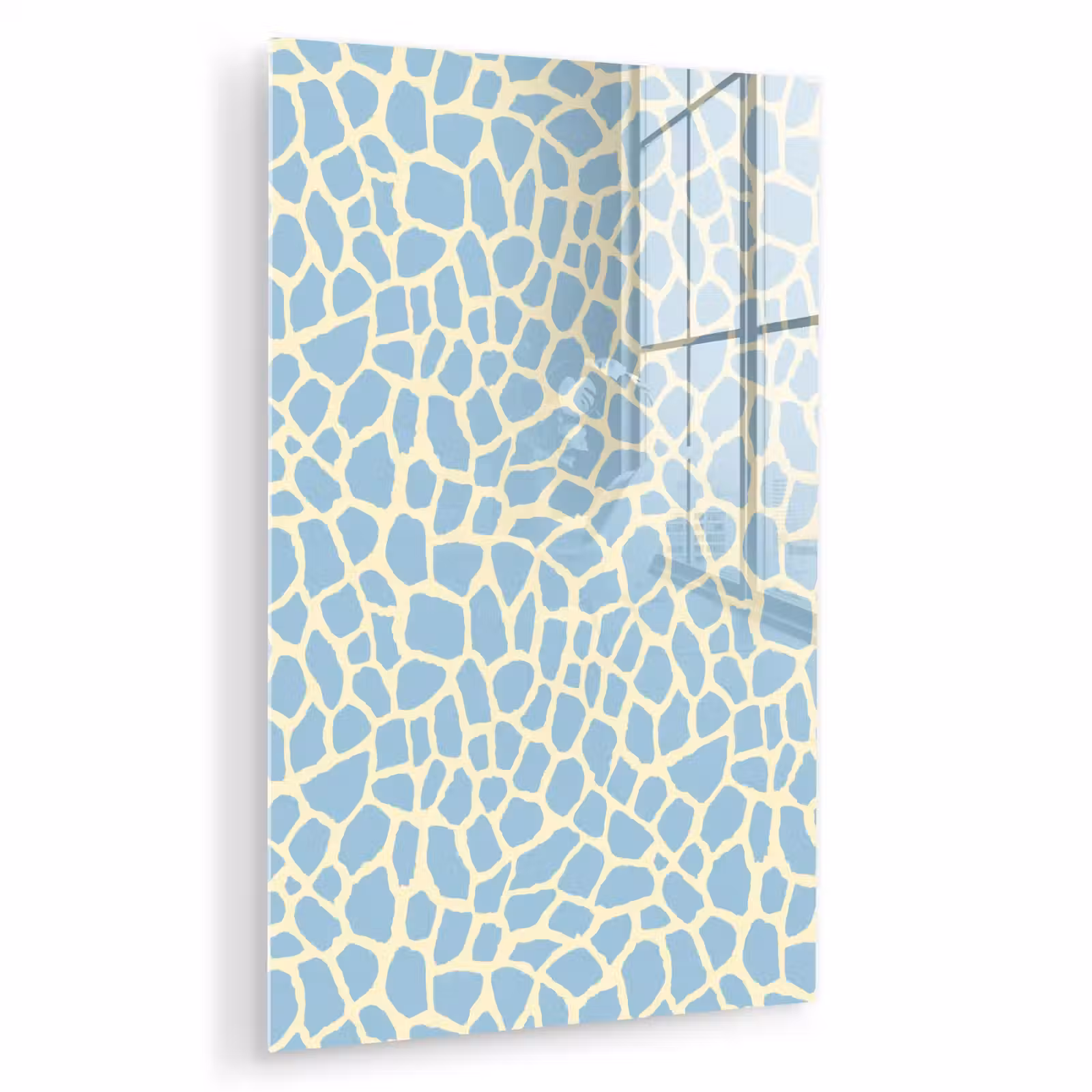Glas schilderij - Giraf - Modern - Blauw — 1