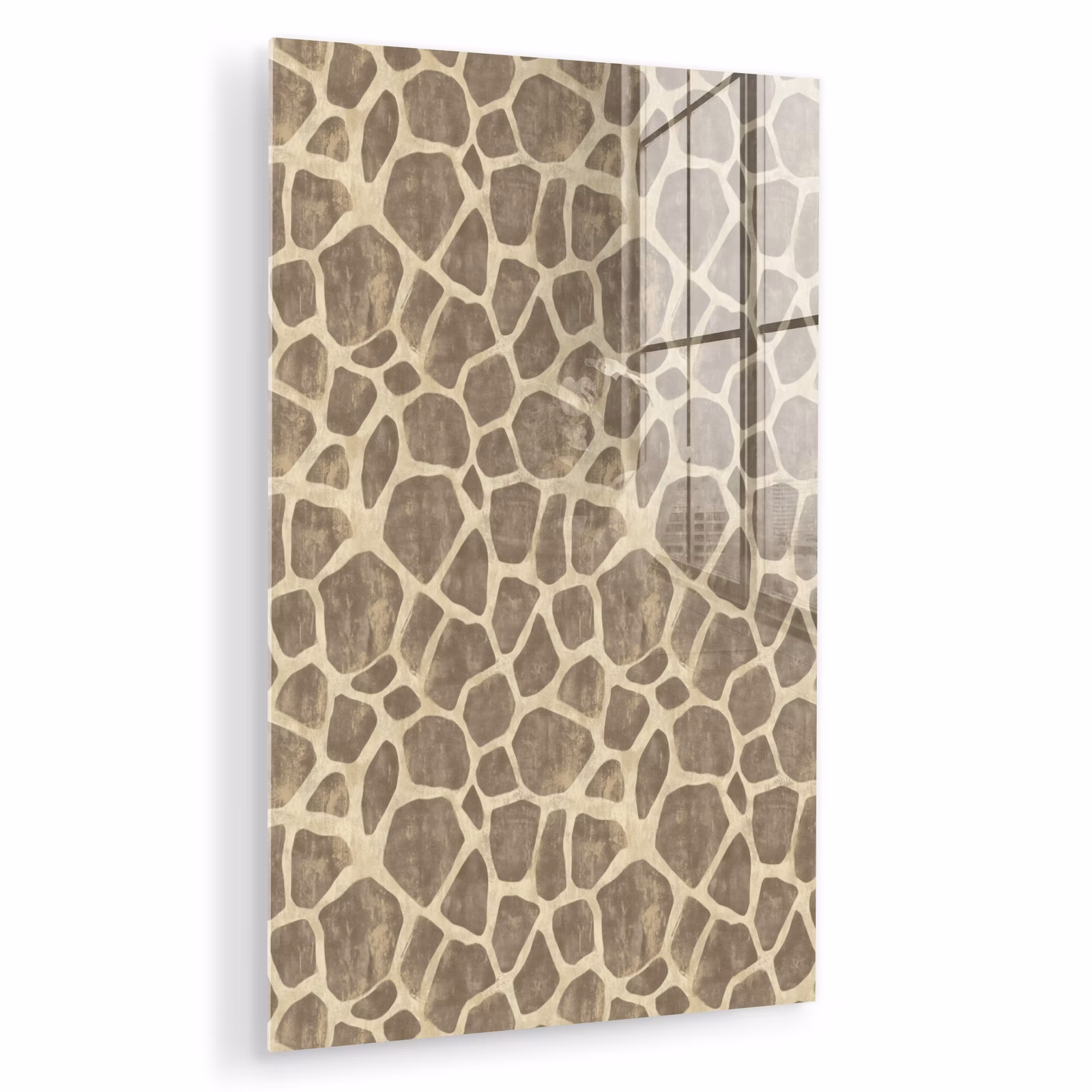 Glas schilderij - Giraf - Patroon - Beige - Bruin — 1