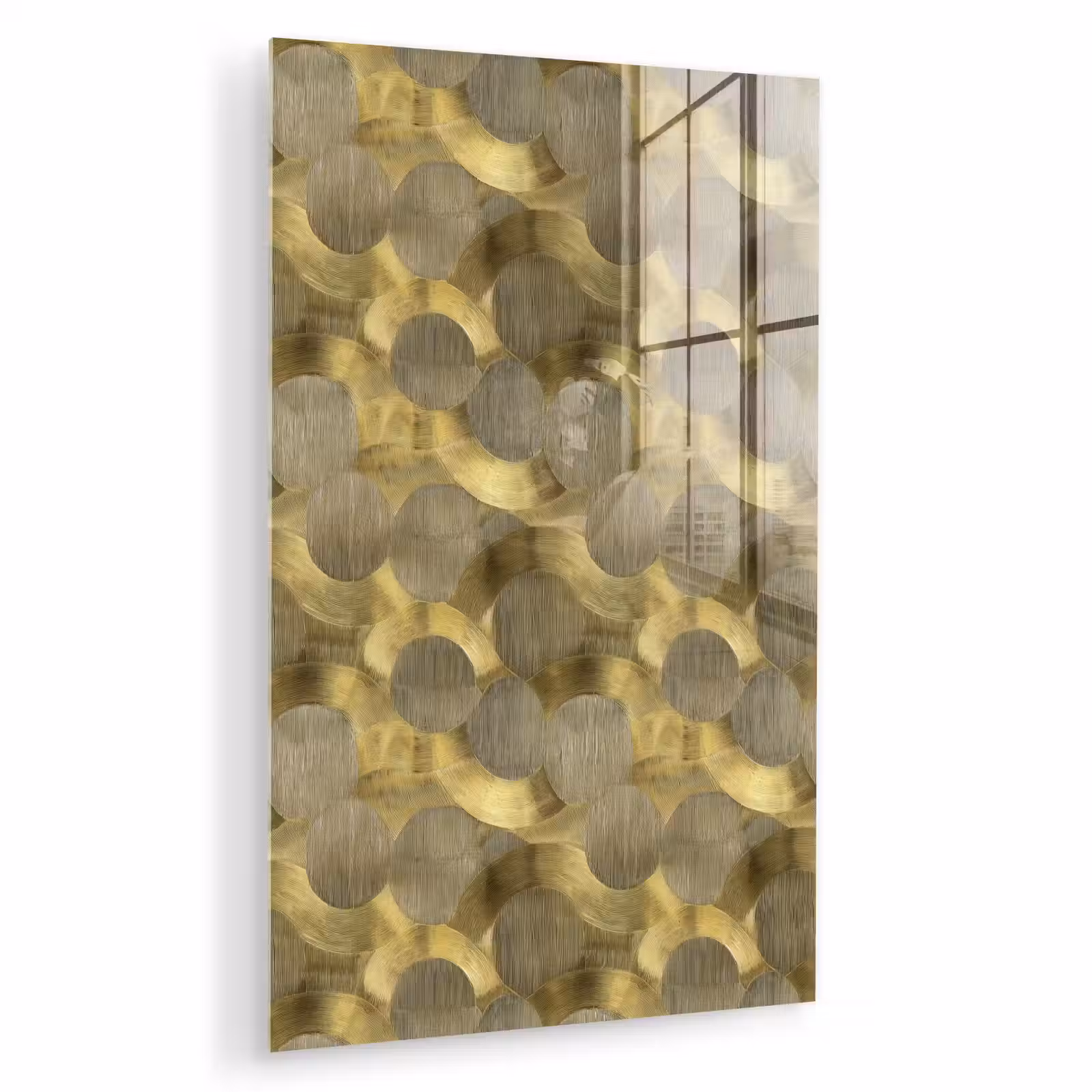 Glas schilderij - Modern - Geometrisch - Goud — 1