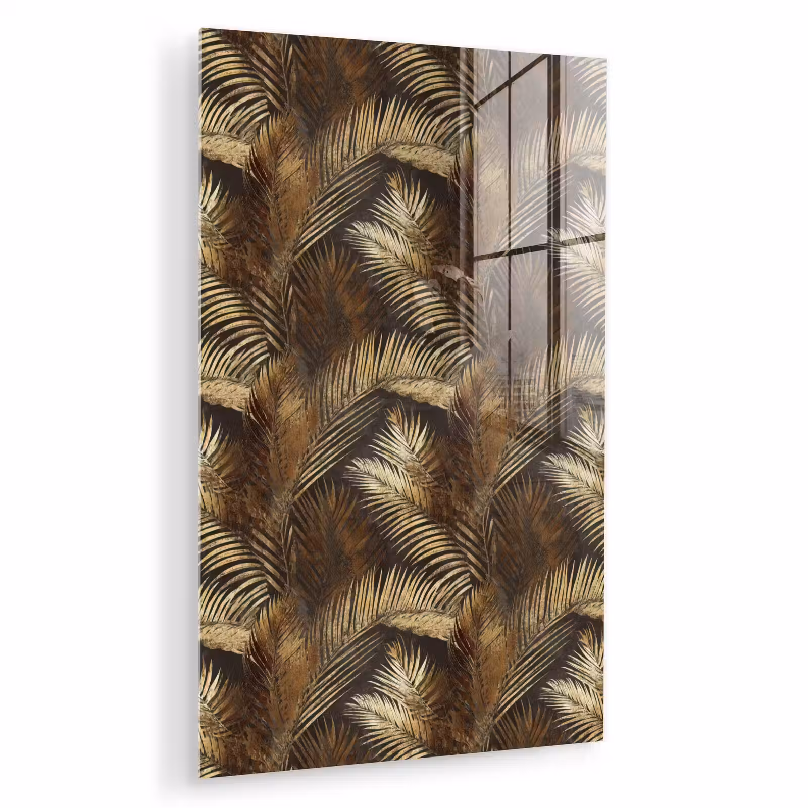 Glas schilderij - Tropisch - Bladeren - Goud — 1