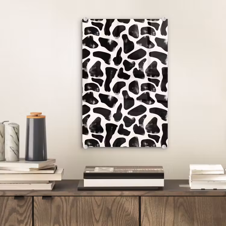 Glas schilderij - Dierenpatroon - Vlekken - Zwart - Wit — 2