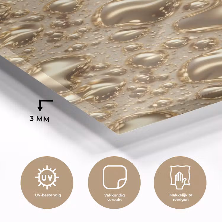 Glas schilderij - Druppels - Organisch - Goud — 3