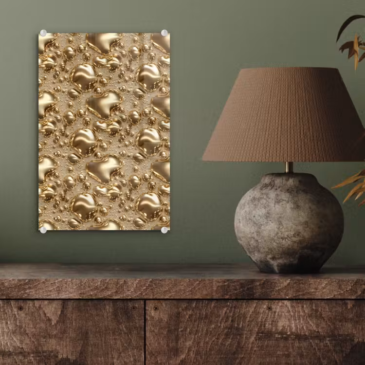 Glas schilderij - Druppels - Organisch - Goud — 4