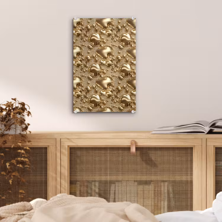 Glas schilderij - Druppels - Organisch - Goud — 5