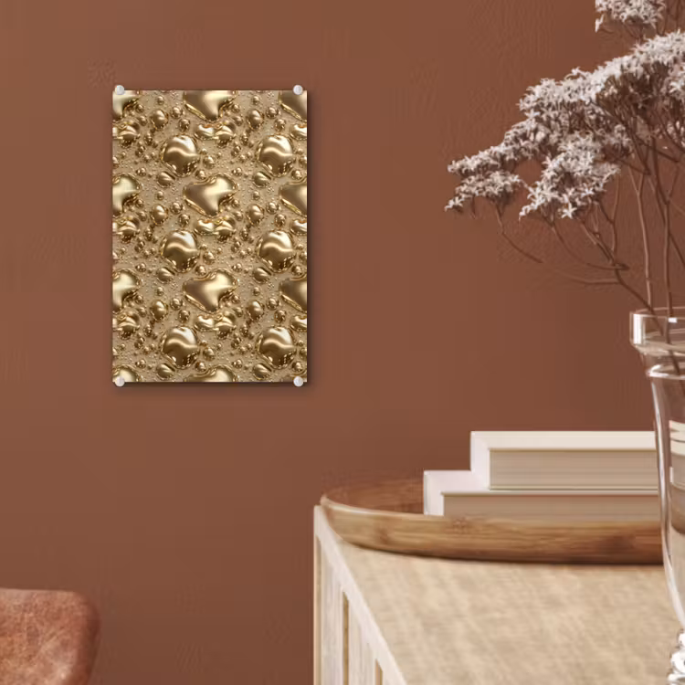 Glas schilderij - Druppels - Organisch - Goud — 6