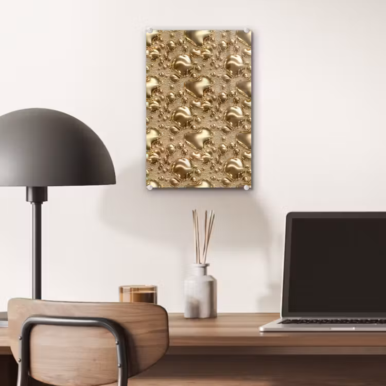 Glas schilderij - Druppels - Organisch - Goud — 7
