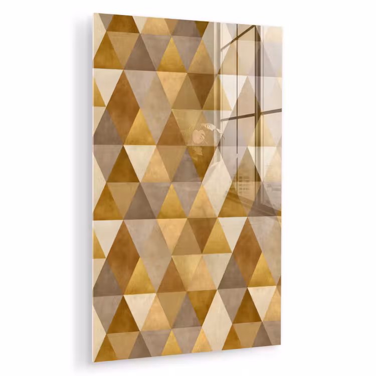 Glas schilderij - Geometrisch - Driehoek - Goud — 1